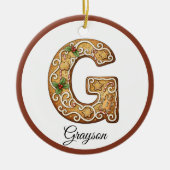 Customize Christmas Gingerbread Letter G Monogram Keramisch Ornament (Voorkant)
