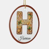Customize Christmas Gingerbread Letter H Monogram Keramisch Ornament (Rechts)