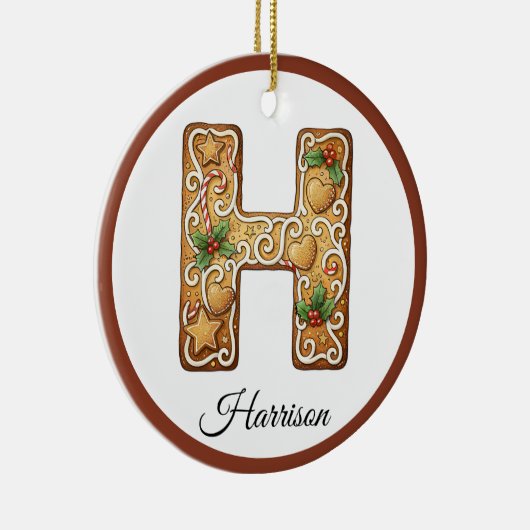 Customize Christmas Gingerbread Letter H Monogram Keramisch Ornament (Rechts)