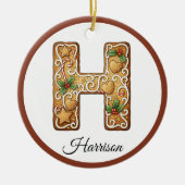 Customize Christmas Gingerbread Letter H Monogram Keramisch Ornament (Voorkant)