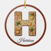Customize Christmas Gingerbread Letter H Monogram Keramisch Ornament (Achterkant)