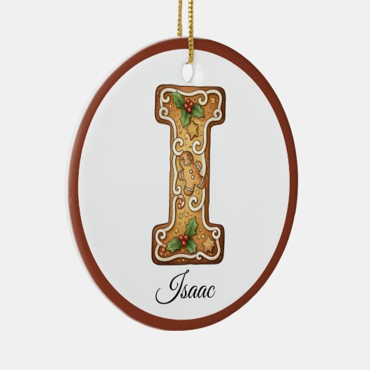 Customize Christmas Gingerbread Letter I Monogram Keramisch Ornament (Rechts)