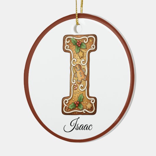 Customize Christmas Gingerbread Letter I Monogram Keramisch Ornament (Links)