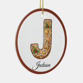 Customize Christmas Gingerbread Letter J Monogram Keramisch Ornament (Rechts)