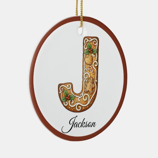 Customize Christmas Gingerbread Letter J Monogram Keramisch Ornament (Rechts)