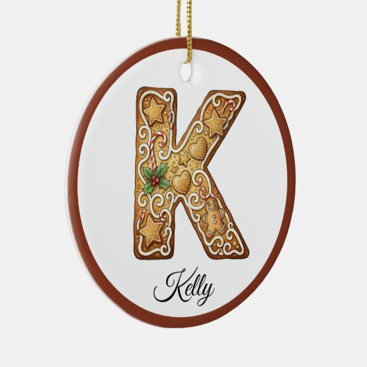 Customize Christmas Gingerbread Letter K Monogram Keramisch Ornament (Rechts)