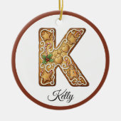 Customize Christmas Gingerbread Letter K Monogram Keramisch Ornament (Voorkant)