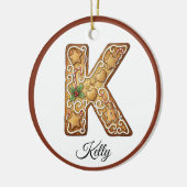 Customize Christmas Gingerbread Letter K Monogram Keramisch Ornament (Links)