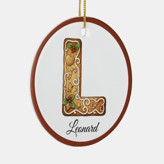 Customize Christmas Gingerbread Letter L Monogram Keramisch Ornament (Rechts)