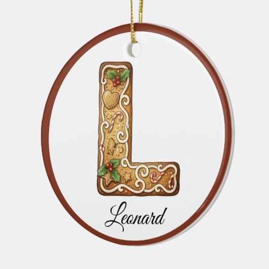 Customize Christmas Gingerbread Letter L Monogram Keramisch Ornament (Links)