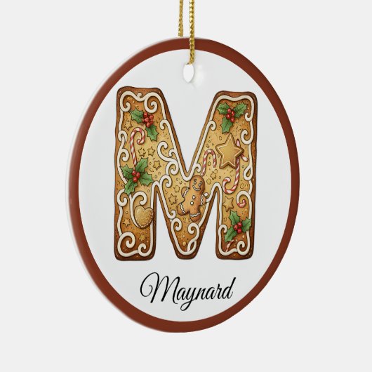 Customize Christmas Gingerbread Letter M Monogram Keramisch Ornament (Rechts)