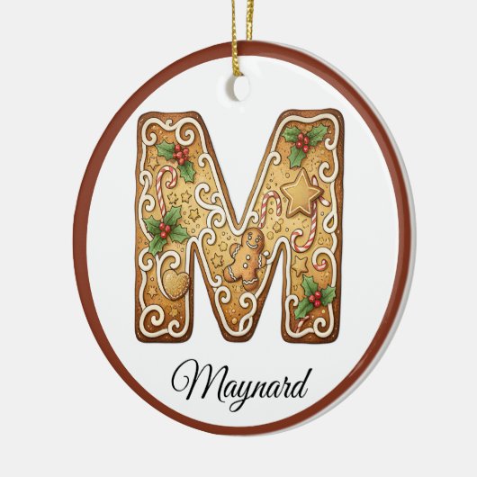 Customize Christmas Gingerbread Letter M Monogram Keramisch Ornament (Links)