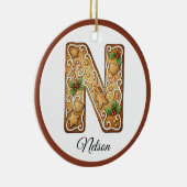 Customize Christmas Gingerbread Letter N Monogram Keramisch Ornament (Rechts)
