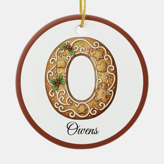 Customize Christmas Gingerbread Letter O Monogram Keramisch Ornament (Voorkant)