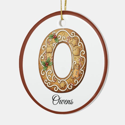 Customize Christmas Gingerbread Letter O Monogram Keramisch Ornament (Links)