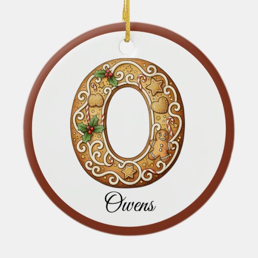 Customize Christmas Gingerbread Letter O Monogram Keramisch Ornament (Achterkant)