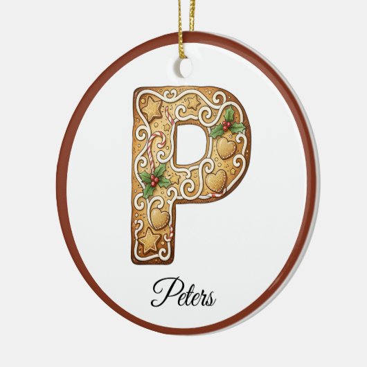 Customize Christmas Gingerbread Letter P Monogram Keramisch Ornament (Links)