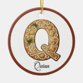 Customize Christmas Gingerbread Letter Q Monogram Keramisch Ornament (Voorkant)