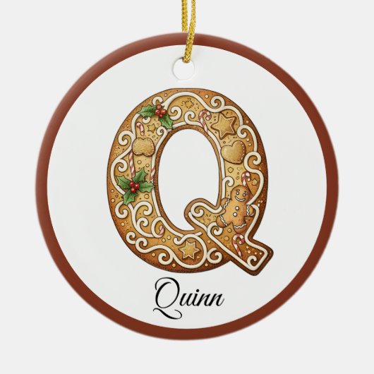 Customize Christmas Gingerbread Letter Q Monogram Keramisch Ornament (Voorkant)