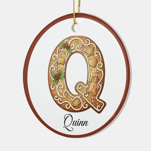 Customize Christmas Gingerbread Letter Q Monogram Keramisch Ornament (Links)
