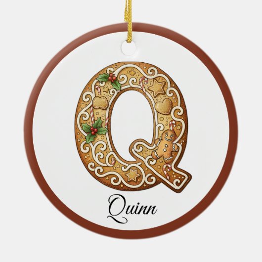 Customize Christmas Gingerbread Letter Q Monogram Keramisch Ornament (Achterkant)
