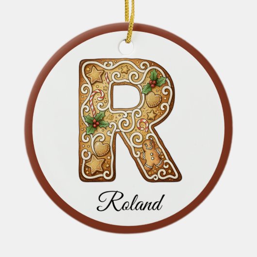 Customize Christmas Gingerbread Letter R Monogram Keramisch Ornament (Voorkant)
