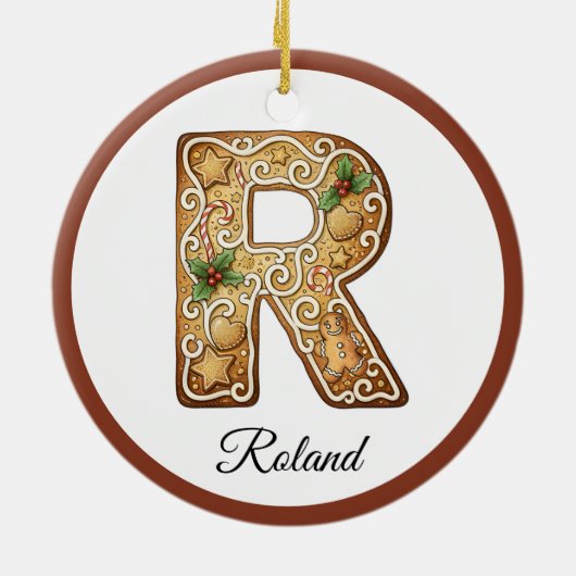 Customize Christmas Gingerbread Letter R Monogram Keramisch Ornament (Achterkant)