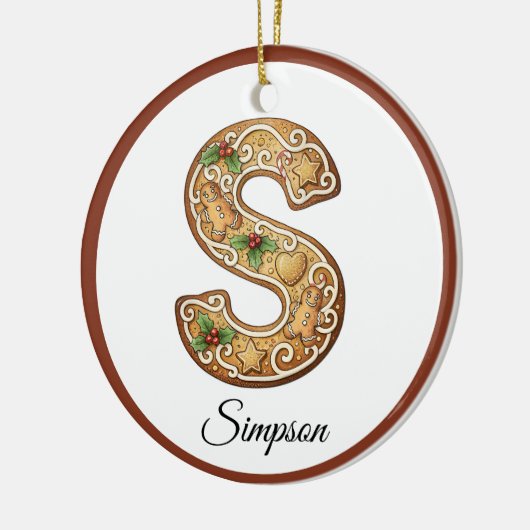 Customize Christmas Gingerbread Letter S Monogram Keramisch Ornament (Links)
