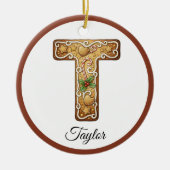 Customize Christmas Gingerbread Letter T Monogram Keramisch Ornament (Voorkant)
