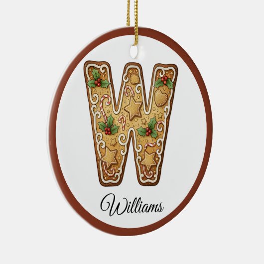 Customize Christmas Gingerbread Letter W Monogram Keramisch Ornament (Rechts)