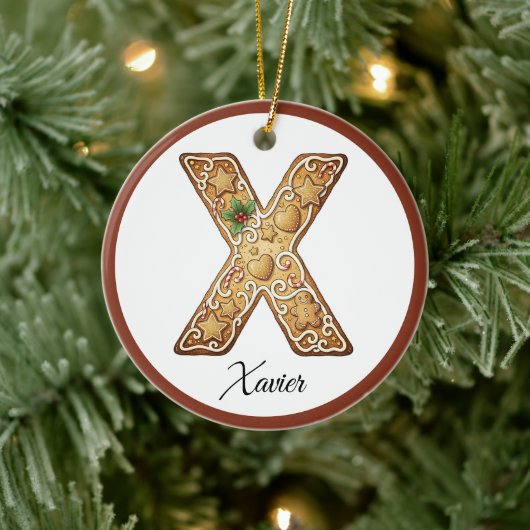 Customize Christmas Gingerbread Letter X Monogram Keramisch Ornament (Boom)