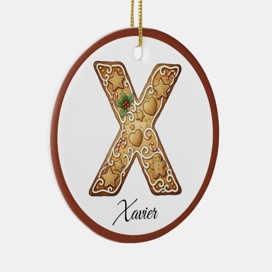 Customize Christmas Gingerbread Letter X Monogram Keramisch Ornament (Rechts)