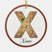 Customize Christmas Gingerbread Letter X Monogram Keramisch Ornament (Voorkant)