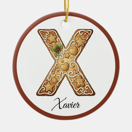 Customize Christmas Gingerbread Letter X Monogram Keramisch Ornament (Voorkant)