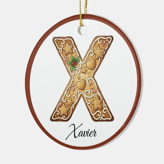 Customize Christmas Gingerbread Letter X Monogram Keramisch Ornament (Links)