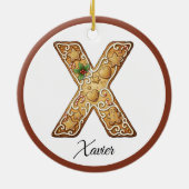 Customize Christmas Gingerbread Letter X Monogram Keramisch Ornament (Achterkant)