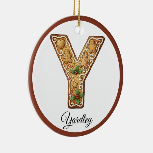 Customize Christmas Gingerbread Letter Y Monogram Keramisch Ornament (Rechts)