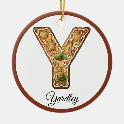Customize Christmas Gingerbread Letter Y Monogram Keramisch Ornament (Voorkant)