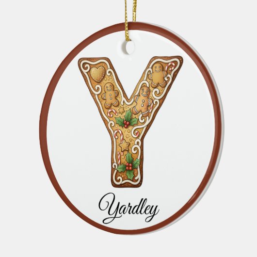 Customize Christmas Gingerbread Letter Y Monogram Keramisch Ornament (Links)