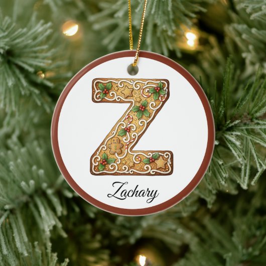 Customize Christmas Gingerbread Letter Z Monogram Keramisch Ornament (Boom)