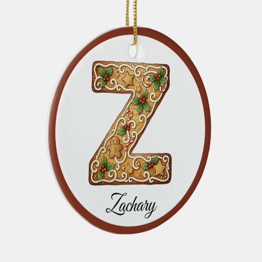 Customize Christmas Gingerbread Letter Z Monogram Keramisch Ornament (Rechts)