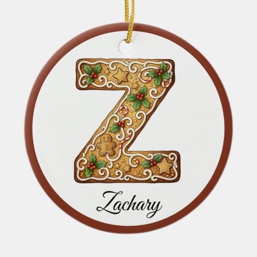 Customize Christmas Gingerbread Letter Z Monogram Keramisch Ornament (Voorkant)