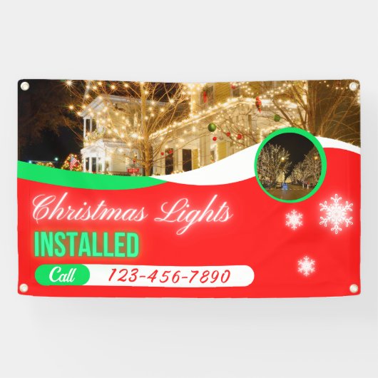 Customize Christmas Lights Decorations Installed Spandoek (Horizontaal)