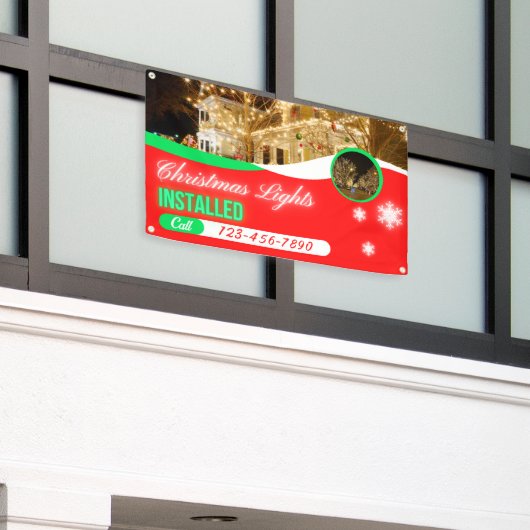 Customize Christmas Lights Decorations Installed Spandoek (Buitenkant Gebouw)