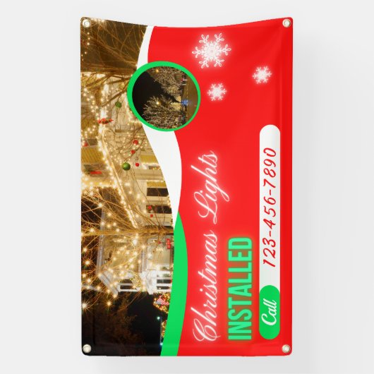 Customize Christmas Lights Decorations Installed Spandoek (Verticaal)