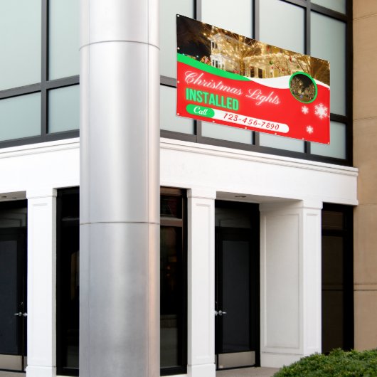 Customize Christmas Lights Decorations Installed Spandoek (Buitenkant Gebouw)
