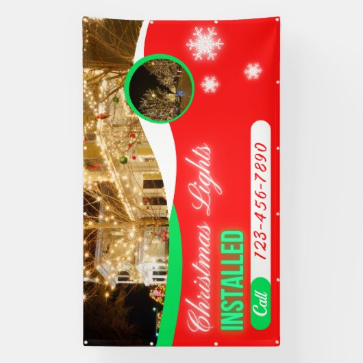 Customize Christmas Lights Decorations Installed Spandoek (Verticaal)