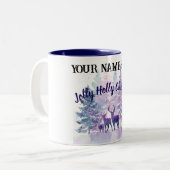 Customize Christmas Mug – Jolly Holly Design Tweekleurige Koffiemok (Voorkant links)