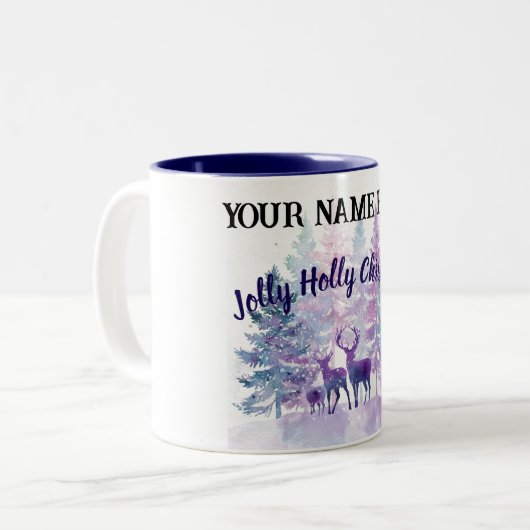 Customize Christmas Mug – Jolly Holly Design Tweekleurige Koffiemok (Voorkant links)