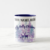Customize Christmas Mug – Jolly Holly Design Tweekleurige Koffiemok (Center)